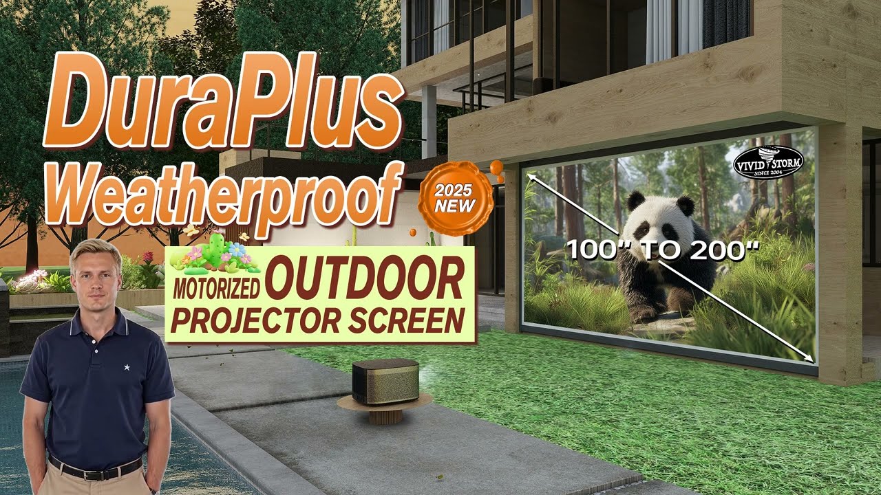 Transform Your #outdoors with the VIVIDSTORM DuraPlus Weatherproof Motorized Screen! #movienight