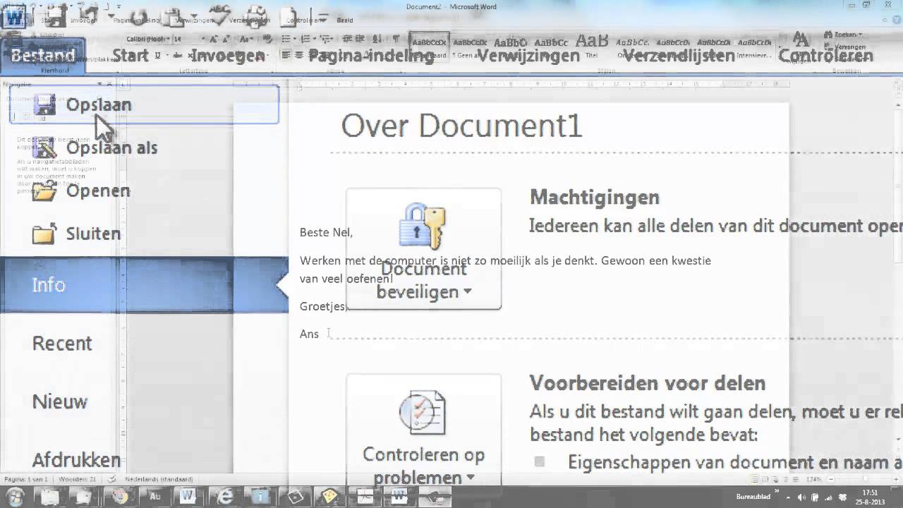 Opslaan op USB stick