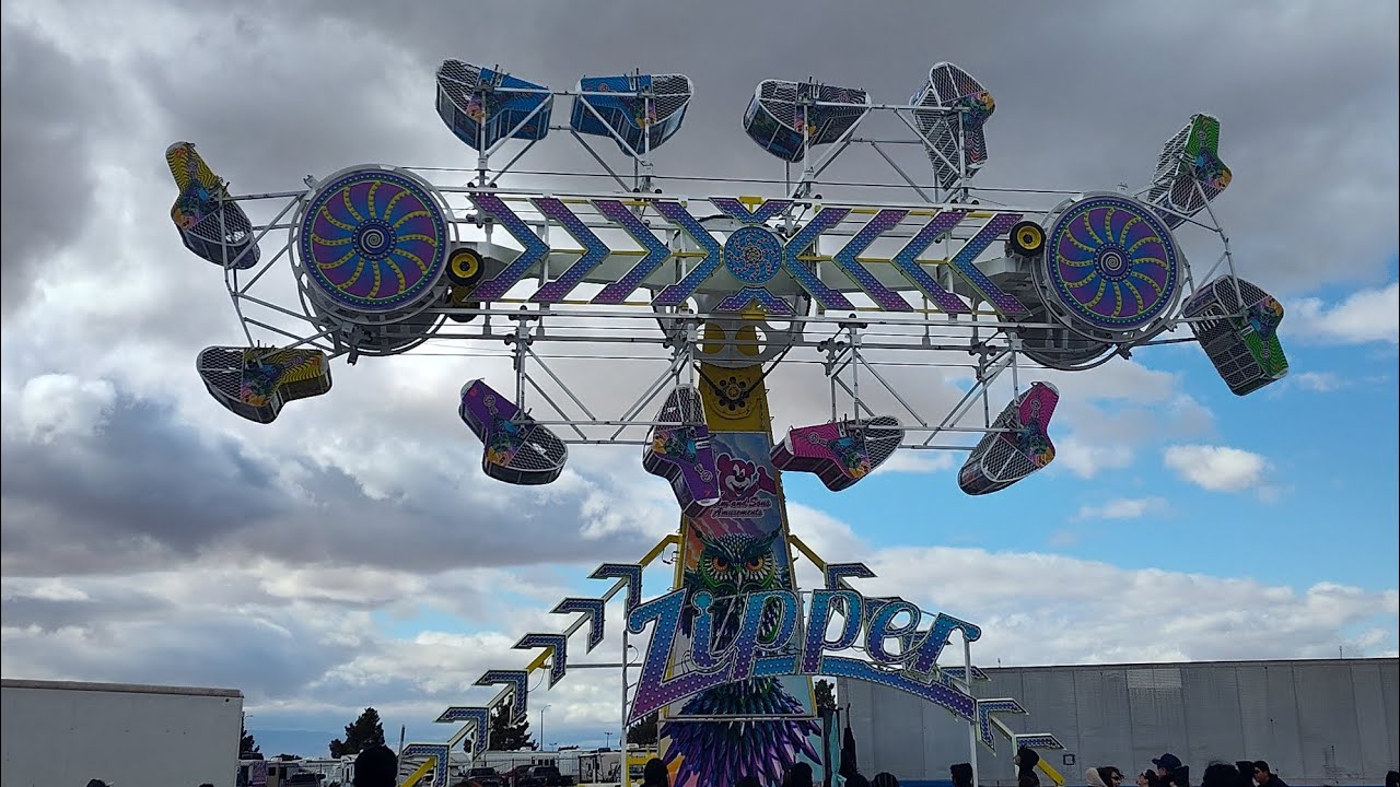 Zipper On Ride POV Poppy Festival Lancaster CA (Helm & Sons Amusements) 9 FLIPS