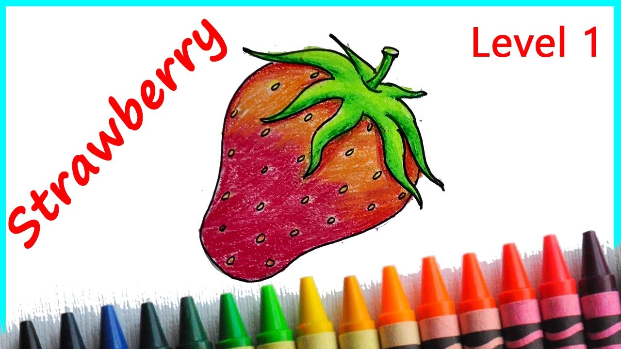 Easy way to Draw Strawberry Step by Step for Level 1 Students