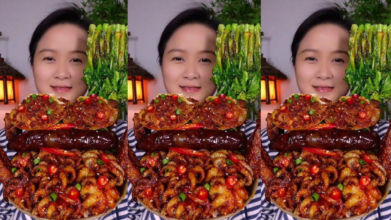 Let’s Eat with Jin Sister: Enjoy Spicy Oysters, Octopus & Sausages – Super Delicious Food!🔥🦪🐙🌭