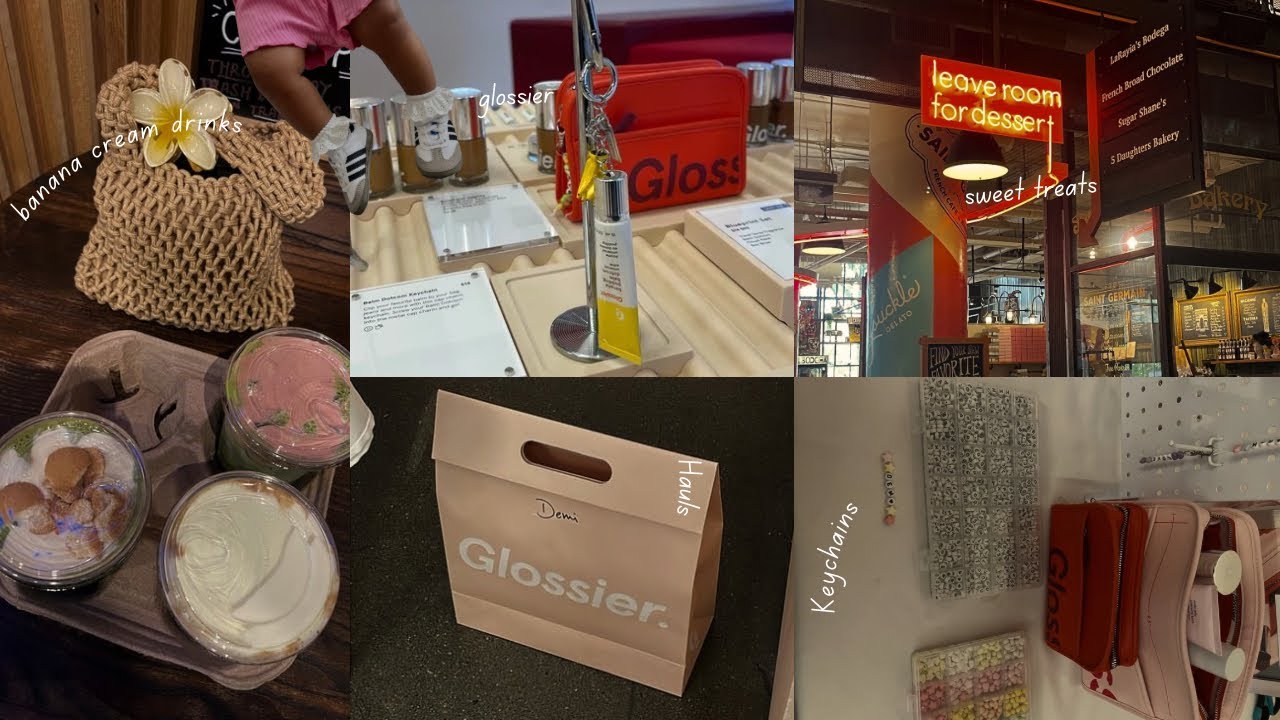 August Mood Board IRL ☀️💐: glossier, banana cream matcha, mom on the go 💕 Vlogust Day 1 