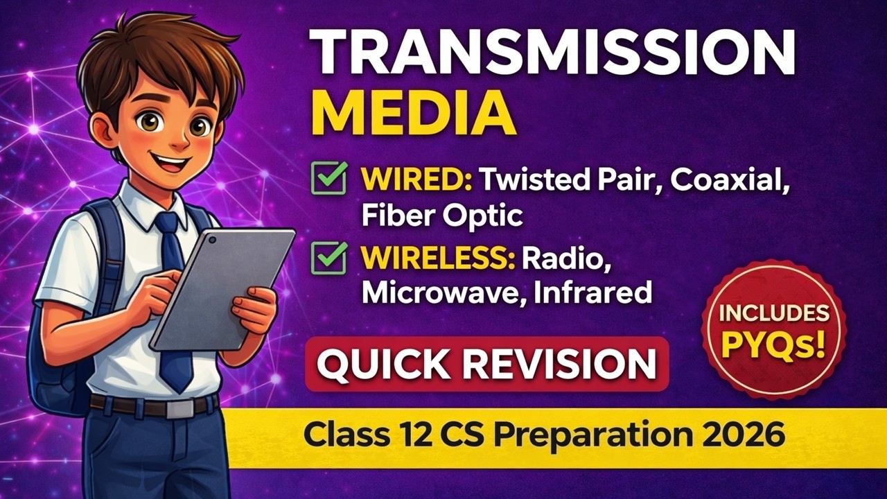 Transmission Media (Wired & Wireless) | Class 12th Computer Science Quick Revision (CBSE 2026)