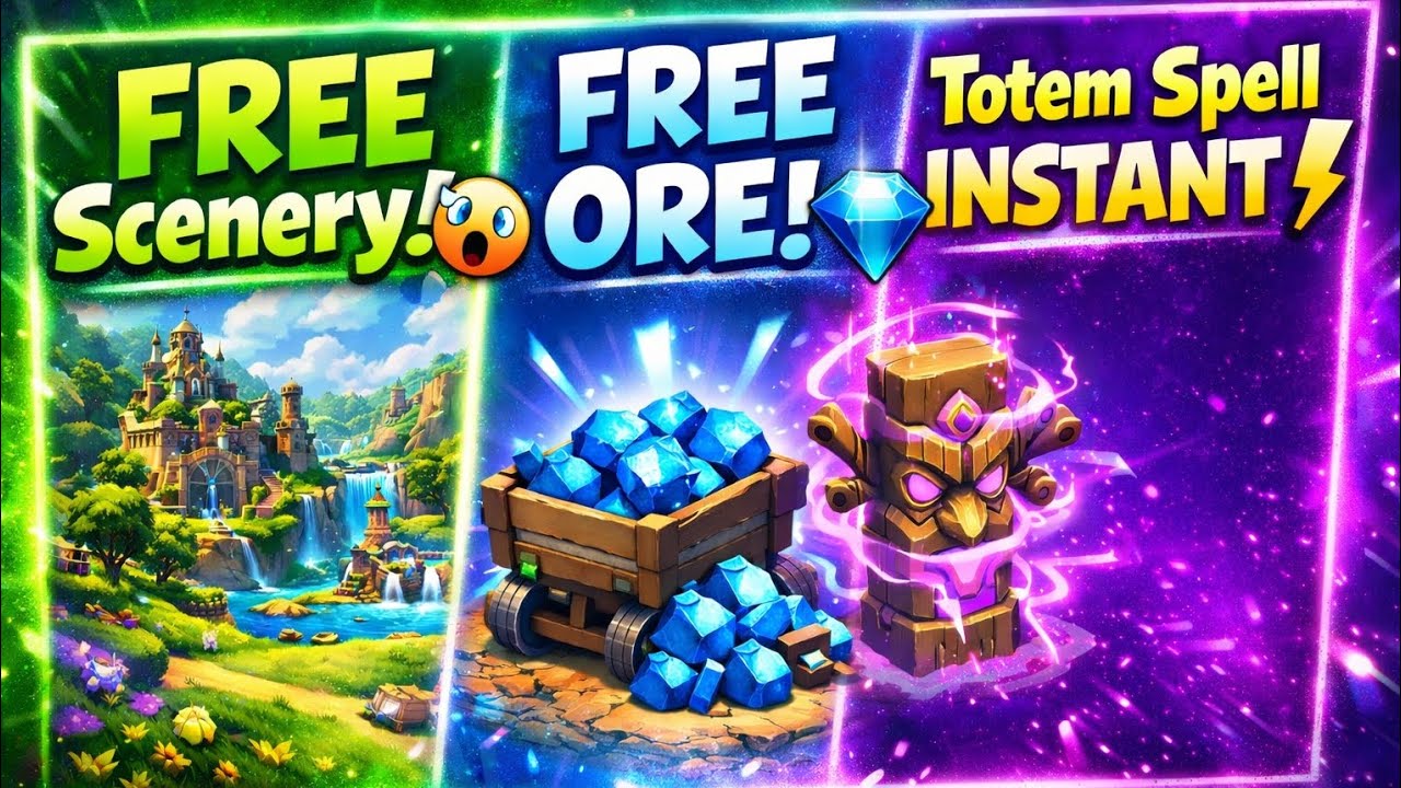 FREE Scenery 😱 | Free ORE Helper Update 💎 | Totem Spell INSTANT Upgrade ⚡ | Clash of Clans
