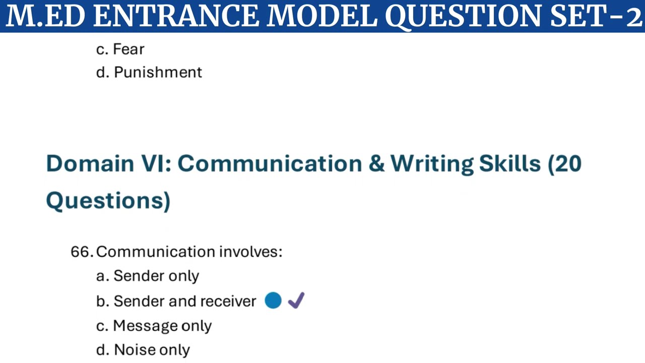 M.Ed Entrance Model Question – SET-2 | M.Ed Entrance MCQ | Tribhuvan University