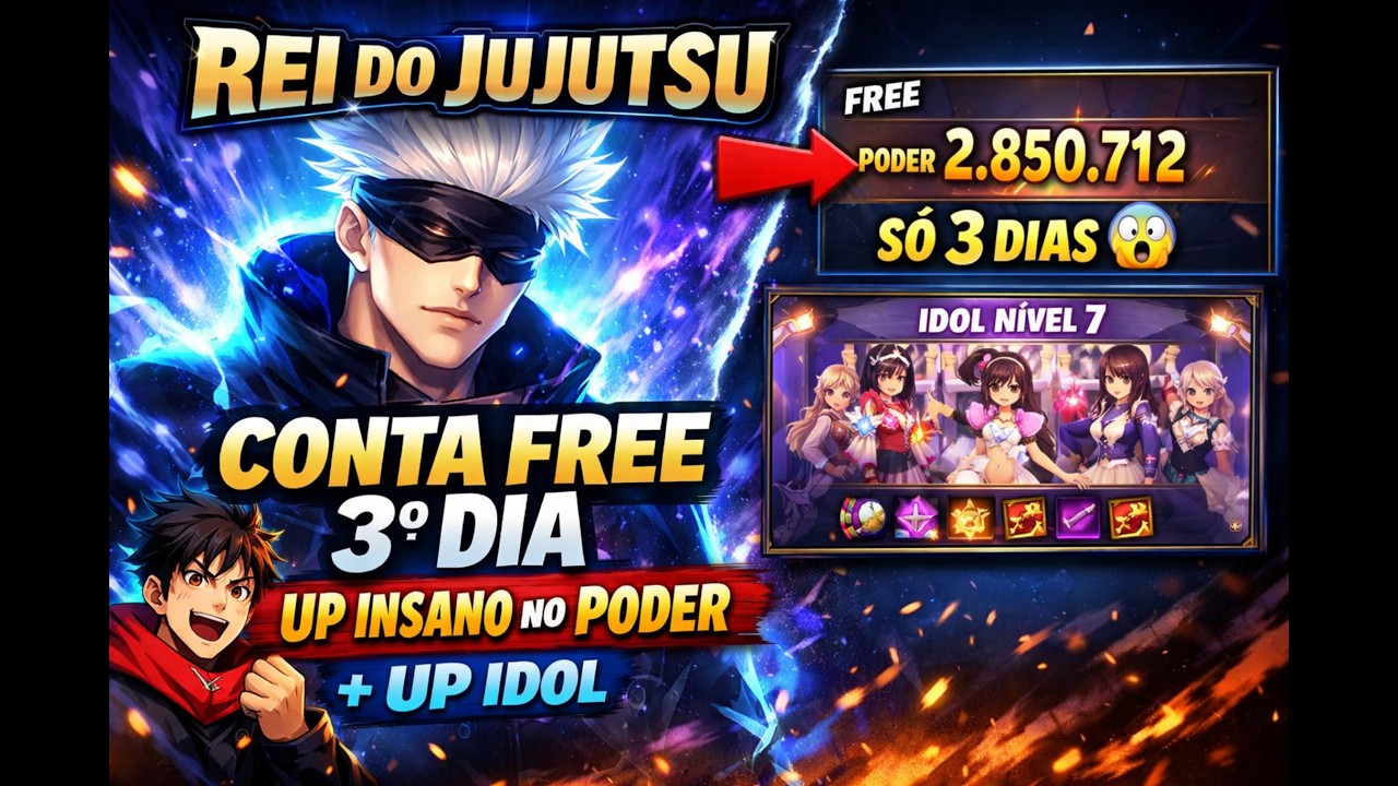 REI DO JUJUTSU - CONTA FREE 3 DIA UP INSANO NO PODER + UP IDOL