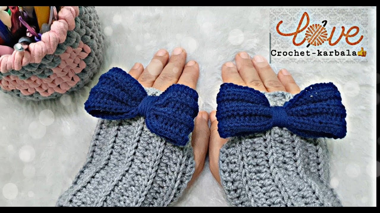 #خيط_سنارة #كروشيه #crochet كفوف/قفازات بدون اصابع بغرزة النصف عمود سهل جدا خطوة بخطوة للمبتدئين