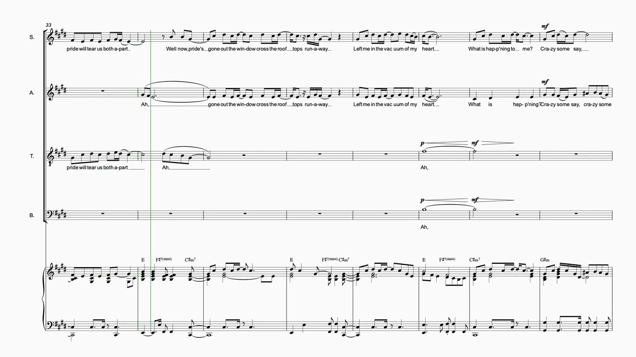 Ordinary World by Duran Duran arranged for SATB choir, solos, piano