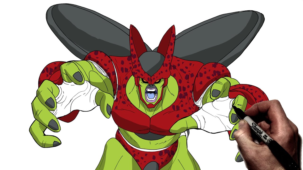 How To Draw Cell Max | Step By Step | Dragon Ball