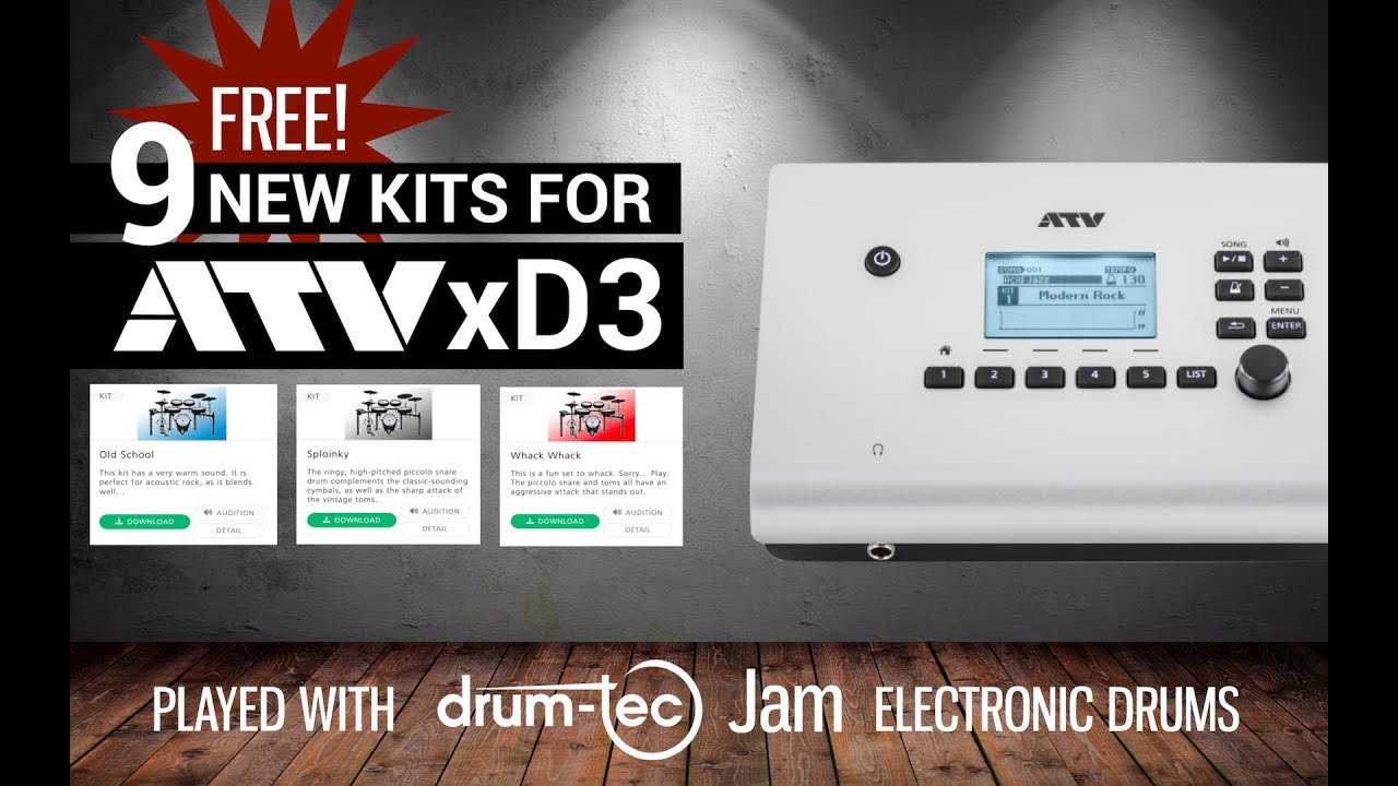 ATV xD3 nine free new kits played with drum-tec jam electronic drums