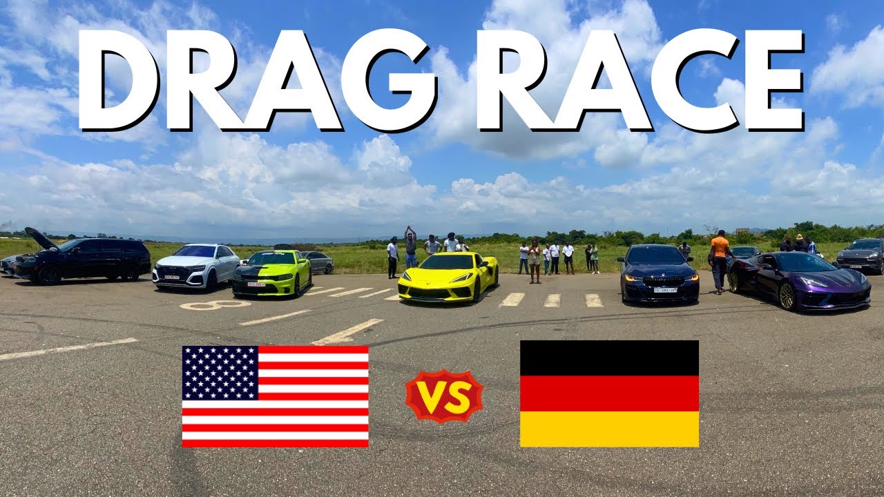 Жаркая гонка с участием C8 Corvette против M5, RSQ8 против Hellcat, E63s против RS3 и других || V...