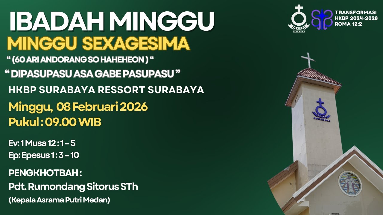 (LIVE) Ibadah Minggu HKBP Surabaya - Tgl. 08 Februari 2026 (Pkl. 09.00 WIB)