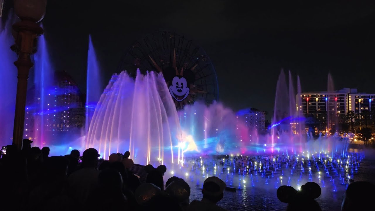 Disneyland Disney California Adventure Theme Park World of Color Happiness Water Fountain Light Show
