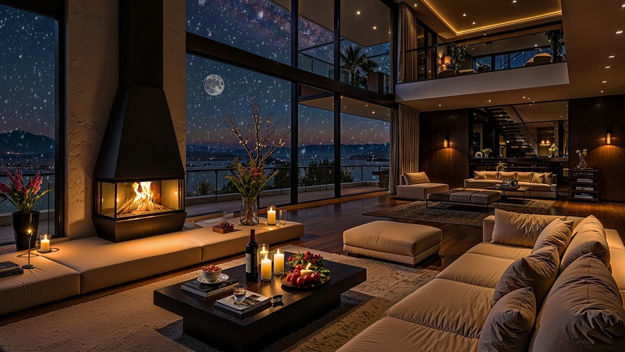 Cozy Paris Apartment Ambience 🗼 Winter Jazz Piano 🔥 Fireplace for Study, Work & Sleep