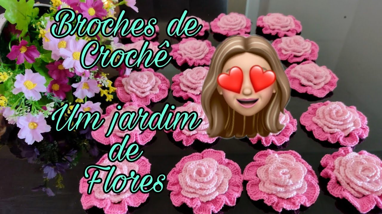 BROCHES EM CROCHÊ - Rosas lindas para o Mês da Mulher 🥰