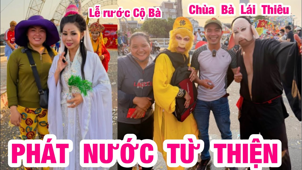 Xóm nhà lá phát tâm phát nước từ thiện dịp Lễ Rước Cộ Bà Chùa Bà Lái Thiêu hoành tráng nhộn nhịp