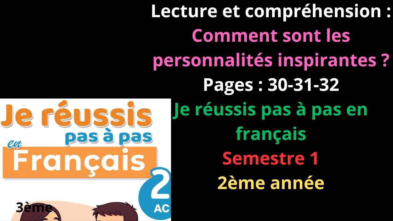 Lecture et compréhension:Comment...inspirantes ?Pages30-31-32/Je réussis pas à pas/Semestre1/2ème