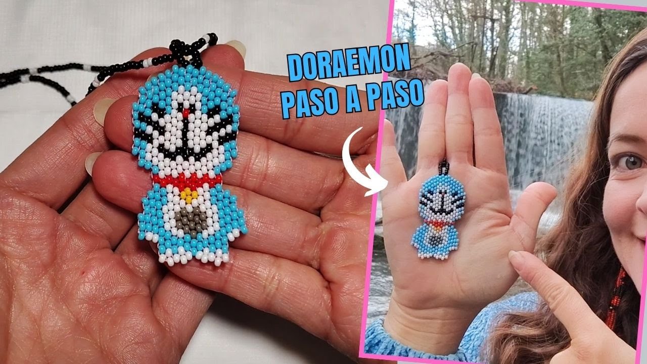 Como tejer a Doraemon en mostacillas (chaquiras) paso a paso A.S