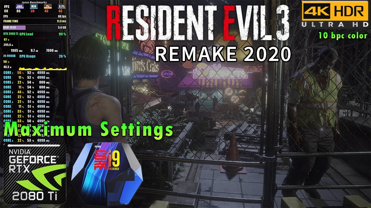 Resident Evil 3 Remake 4K | HDR | DX12 | Maximum Settings | RTX 2080 Ti | i9 9900k 5GHz