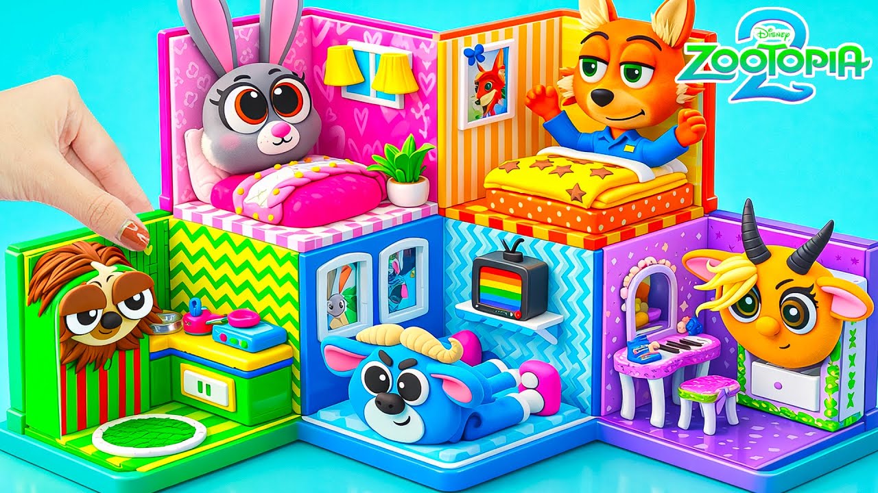 Build Cute Zootopia House has 5 Character from Polymer Clay ❤️ DIY Miniature House