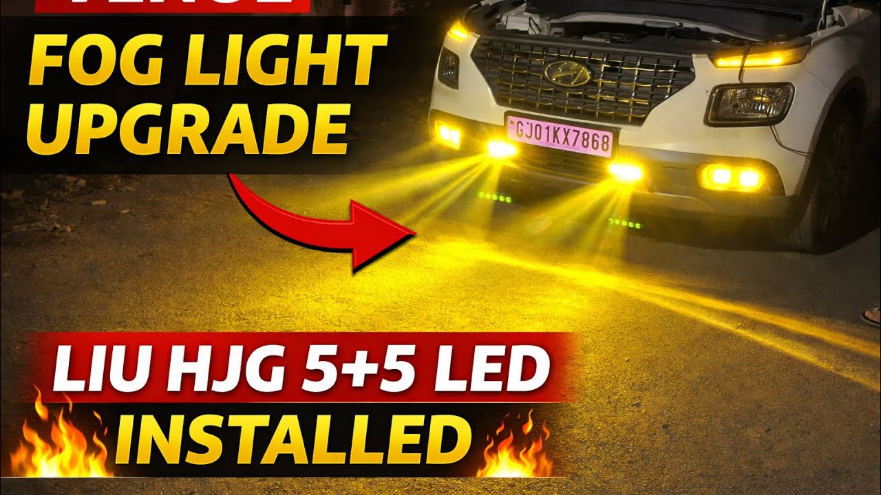 Hyundai Venue me LIU HJG 5+5 LED Fog Light Installation | Night Visibility Test