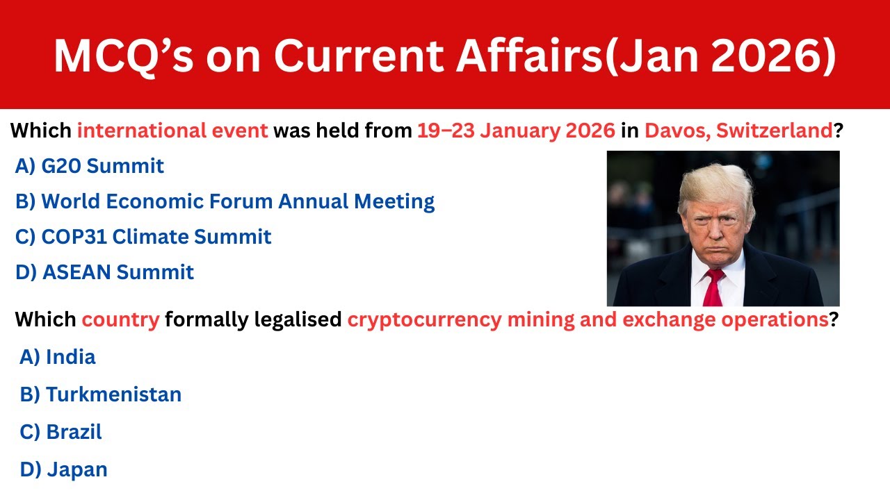 January 2026 Current Affairs MCQs | Indian GK for Competitive Exams