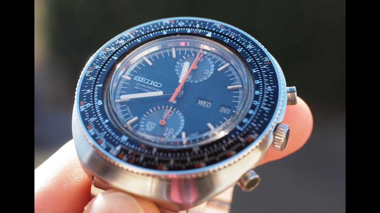 1970-1979 vintage SEIKO 6138-7000 chronograph watch with a slide rule aka 