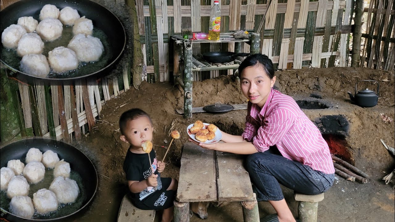 Single mother, 17 years old looking for cassava roots to make delicious cassava cakes, Ly Tieu Anh