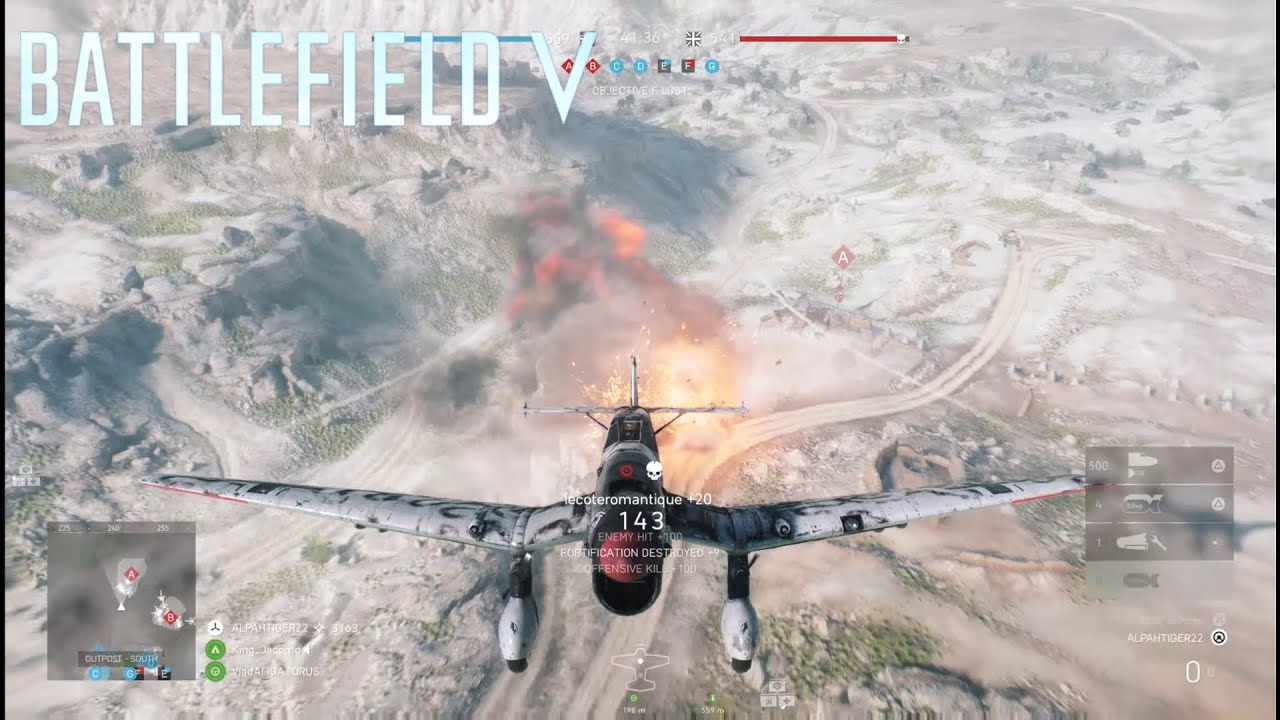 Battlefield V: Stuka B1 dive bombing on Hamada Gameplay