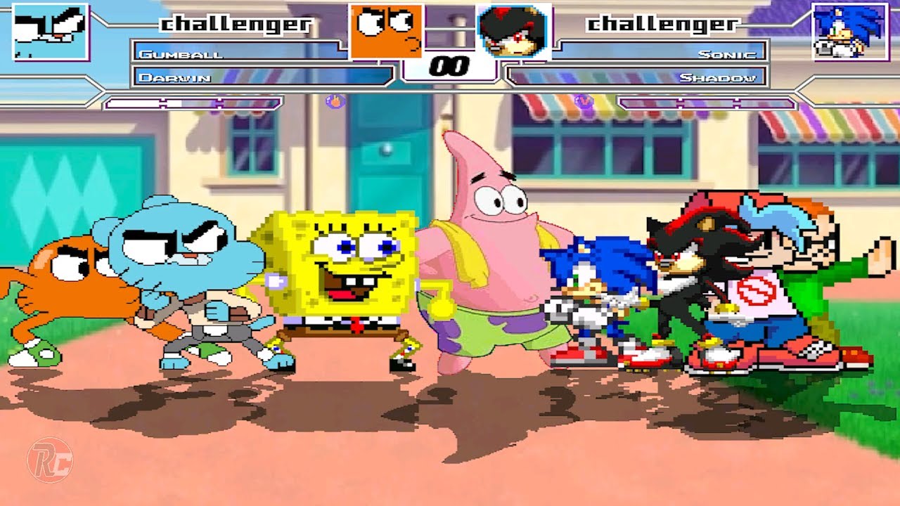 Gumball, Darwin, SpongeBob, and Patrick vs Sonic, Shadow, Boyfriend, and Pico | best of 3