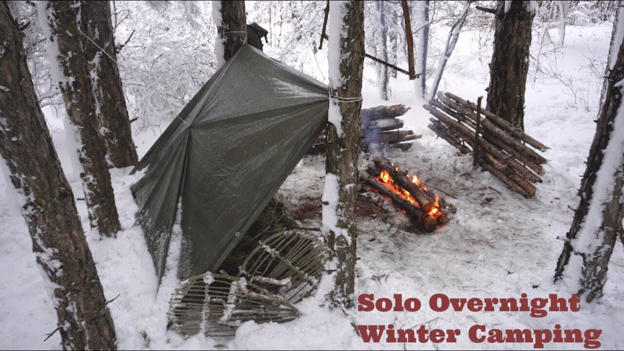 Solo Overnight Winter Camping - Making Snowshoes | Зимно къмпингуване и изработка на снегоходки