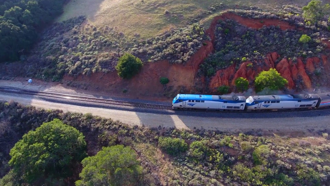 Cuesta Grade Amtrak Southbound SLO, CA seen from DJI Phantom 4