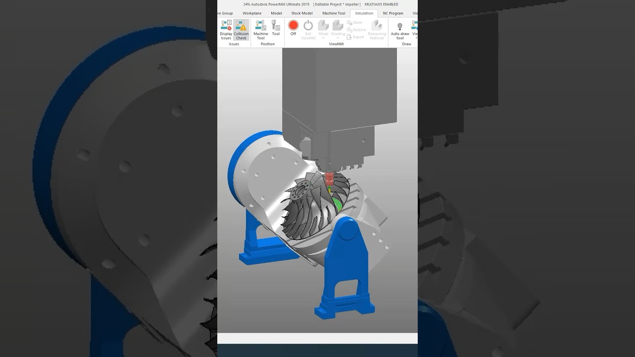 PowerMill 5-Axis Impeller Finishing #CNC #PowerMill #5AxisMachining #ImpellerFinishing #Engineering