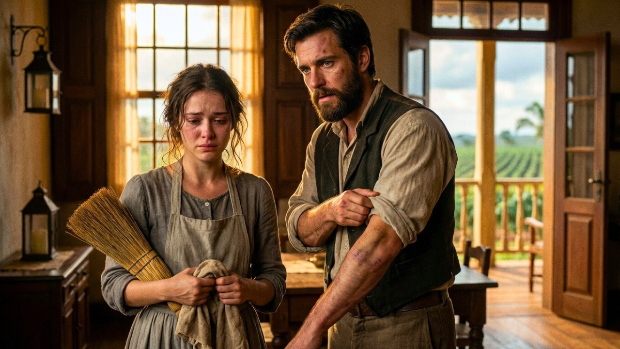 “ELA CHEGOU PRA LIMPAR A CASA-GRANDE… MAS O FAZENDEIRO SOLITÁRIO VIU AS MARCAS E ENTENDEU TUDO”