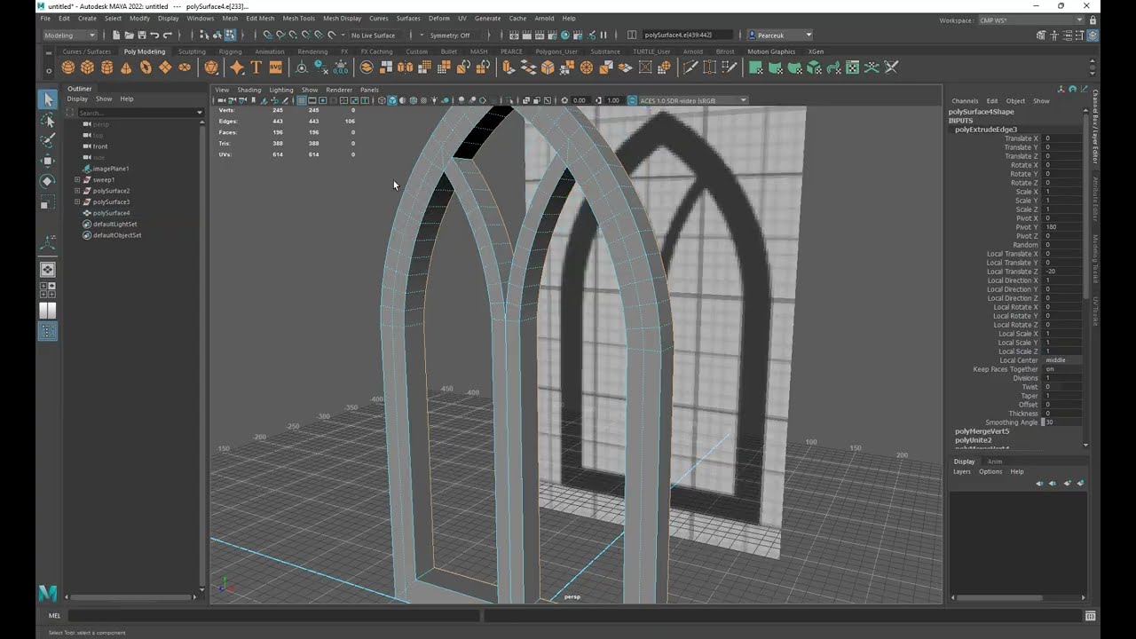 Creating a Gothic Window With Maya Sweep Mesh