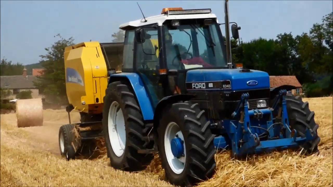 Ford 8340 Tractor and New Holland Baler Baling in Allerston
