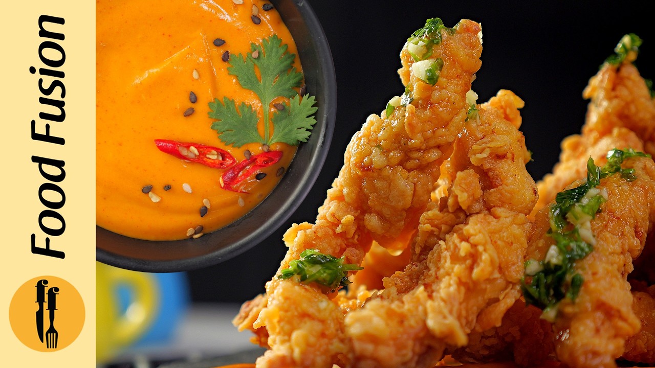 Crispy Chicken Strips/Tenders with Hot Mayo Sauce | Make & Freeze Ramzan Special Recipe- Food Fusion