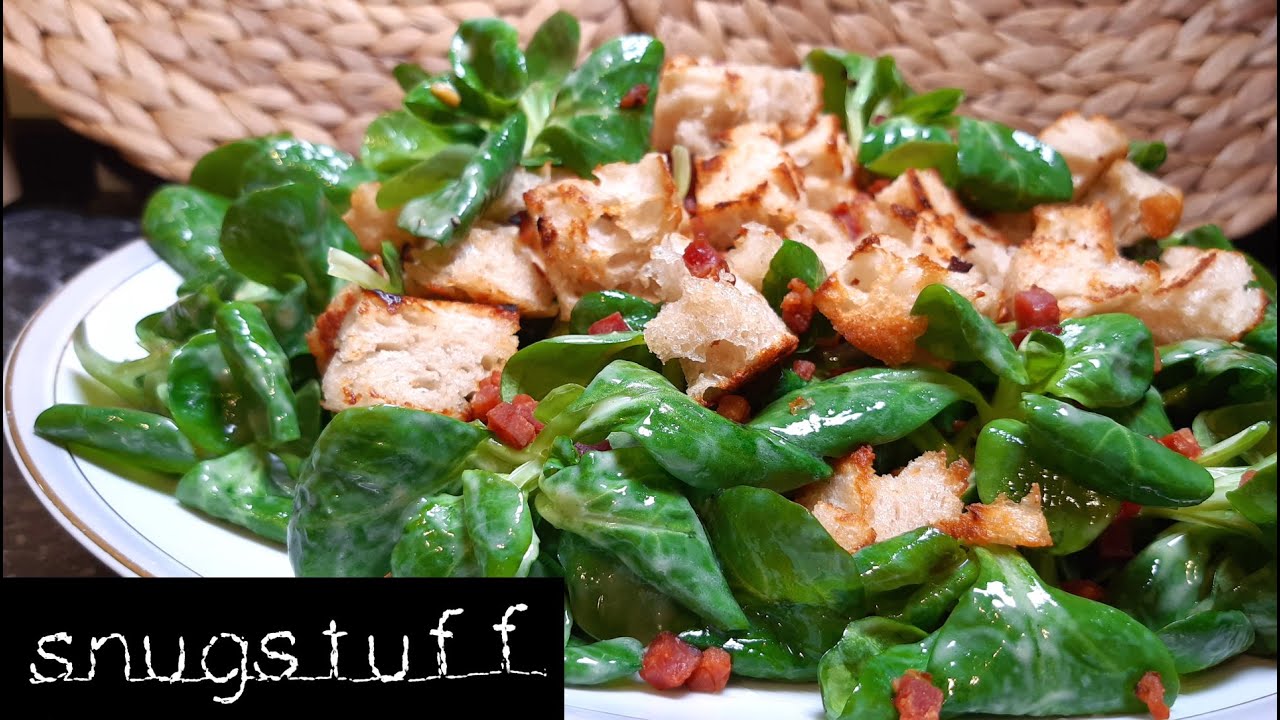 Feldsalat mit Croutons und knusprigen Speckwürfeln, Rezept | Episode 0072