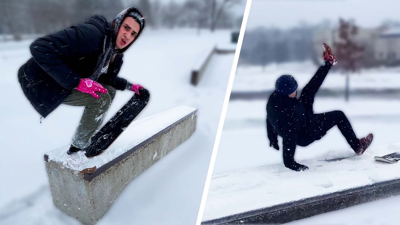 I Tried To Snowskate My Local Skatepark...