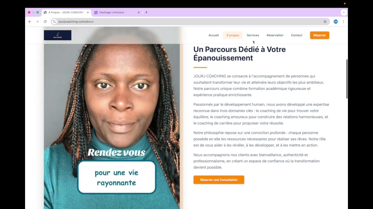 Demo de JourJcoaching.com - Siteweb fait avec intelligence artificielle