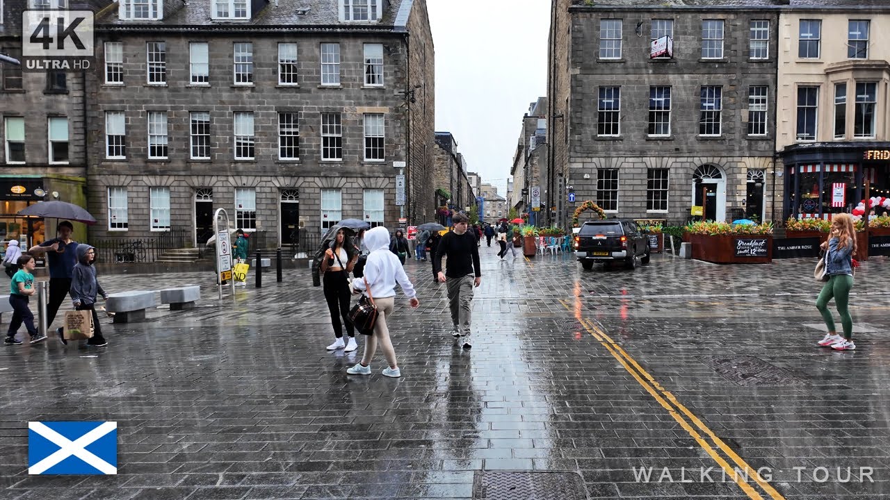 A Rainy Day Tour of Edinburgh | Rose Street | 4K HD | Walking Tour