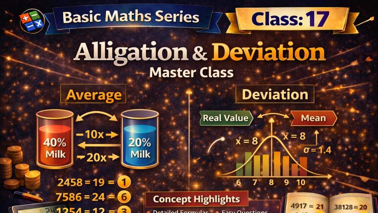 Alligation & Deviation  | Basic Maths Series | Class 17 | By Sumit Sir RRB Group d | SSC Maths #math