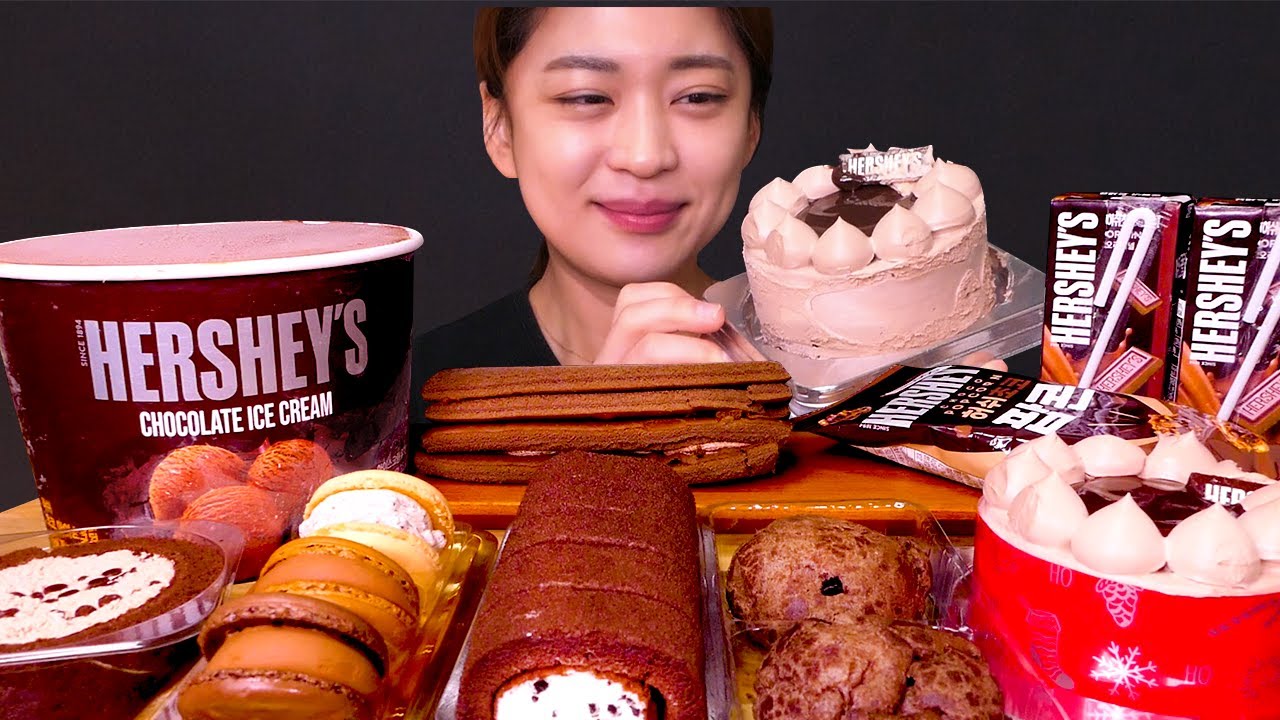 🍫Hershey’s😍초코 끝판왕!! 초코덕후의 허쉬 초콜릿 디저트 먹방❤ [Chocolate cake, Macaron, Choux, Ice cream] Mukbang