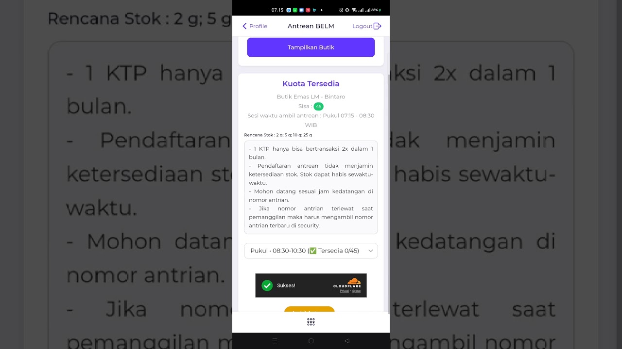 Antrean logam mulia online Day 1 