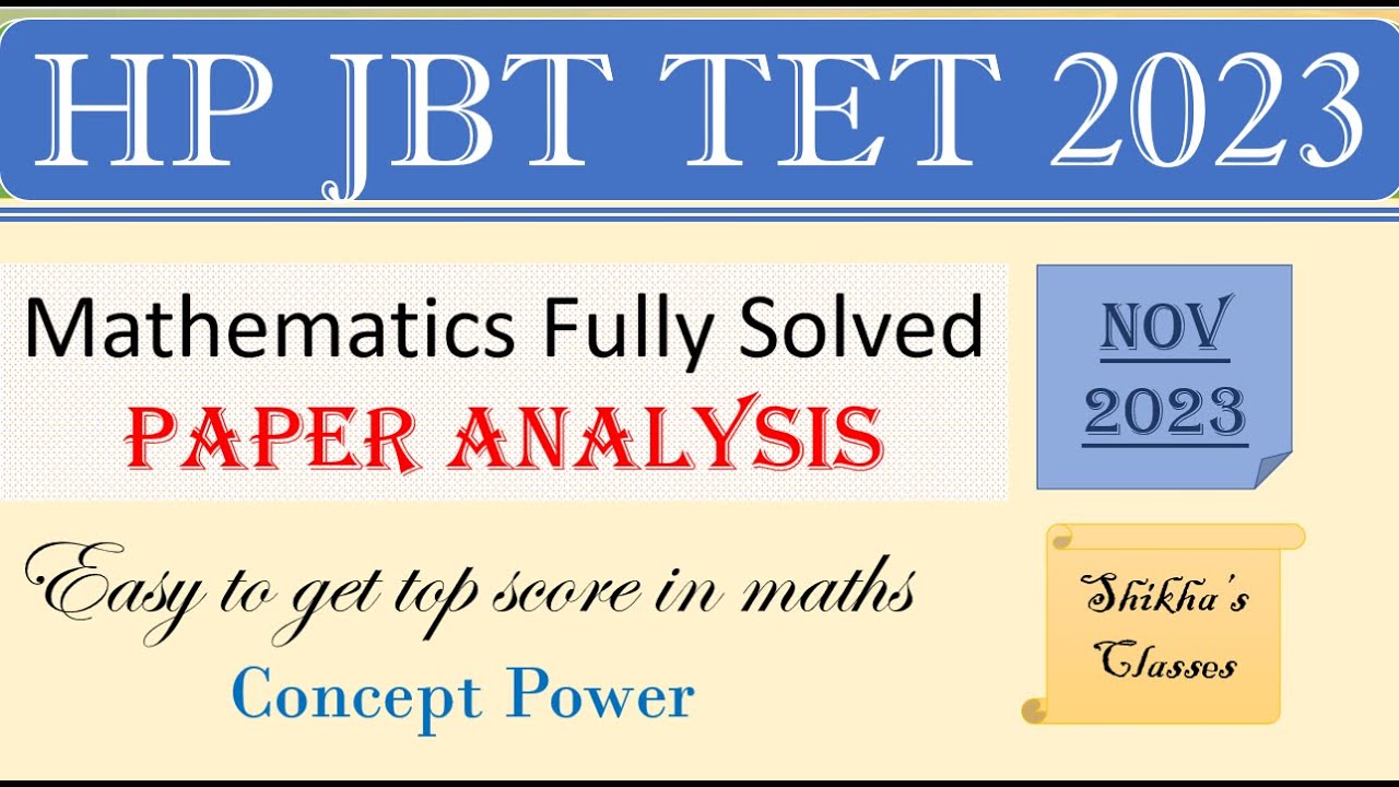 HP JBT Tet Nov 2023 || Maths Section || Fully Solved Maths Section|| Nov 2023
