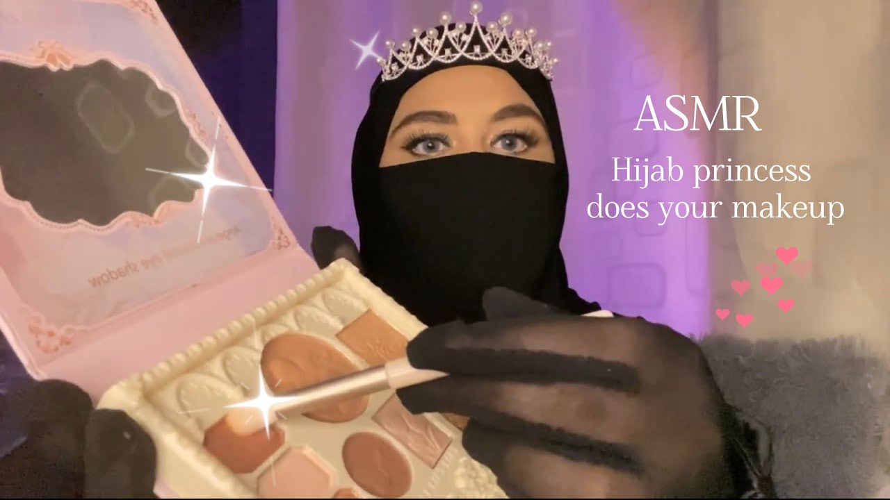 Hijabi princess does your makeup ASMR 👑/ layered sounds / personal attention ✨
