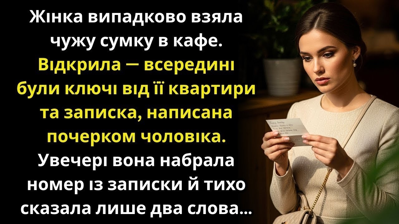 Сумка була чужою  Але ключі всередині — від її квартири  А записка — почерком чоловіка для іншої....
