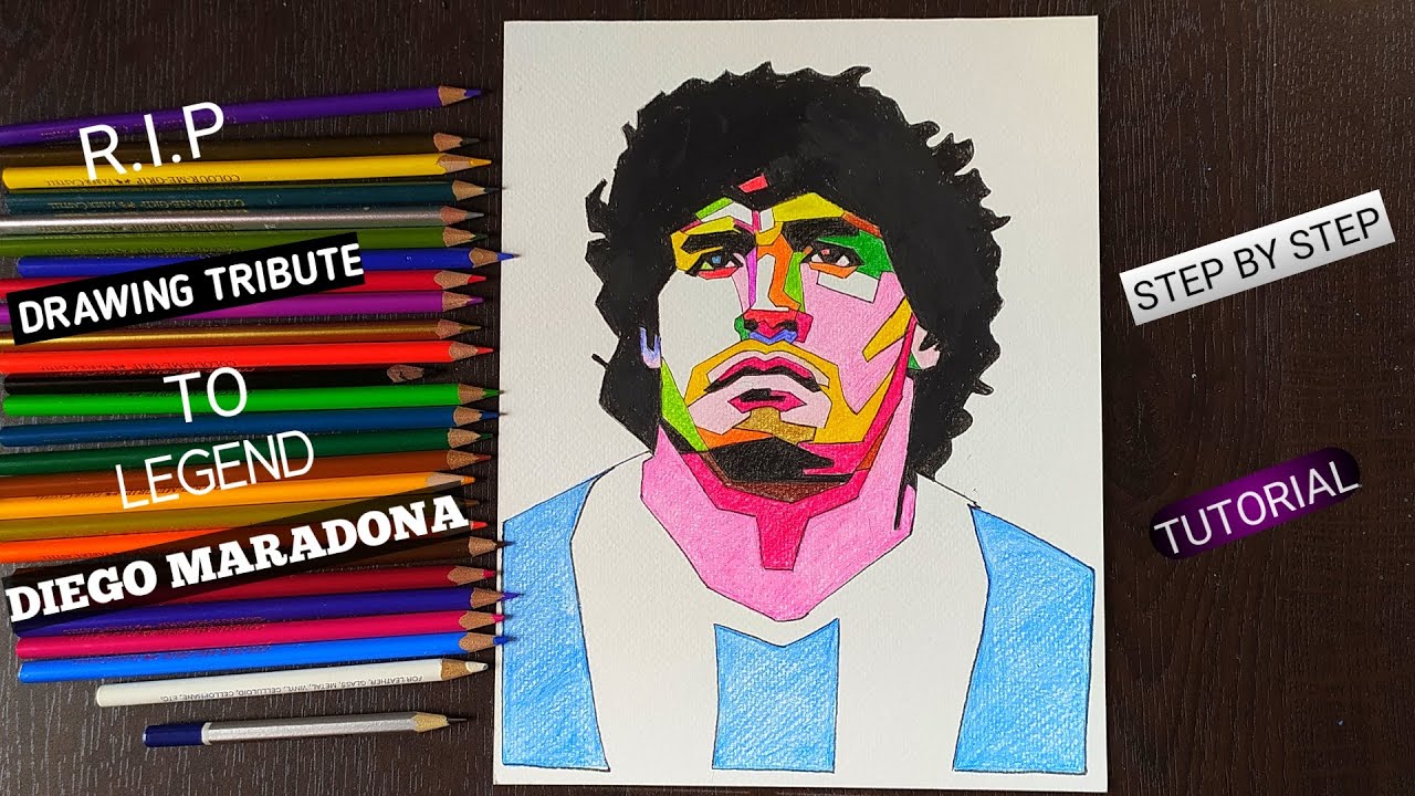 Diego Maradona || Colour pencils drawing || Step by step || Art by Sanatan Hansda. 🔥