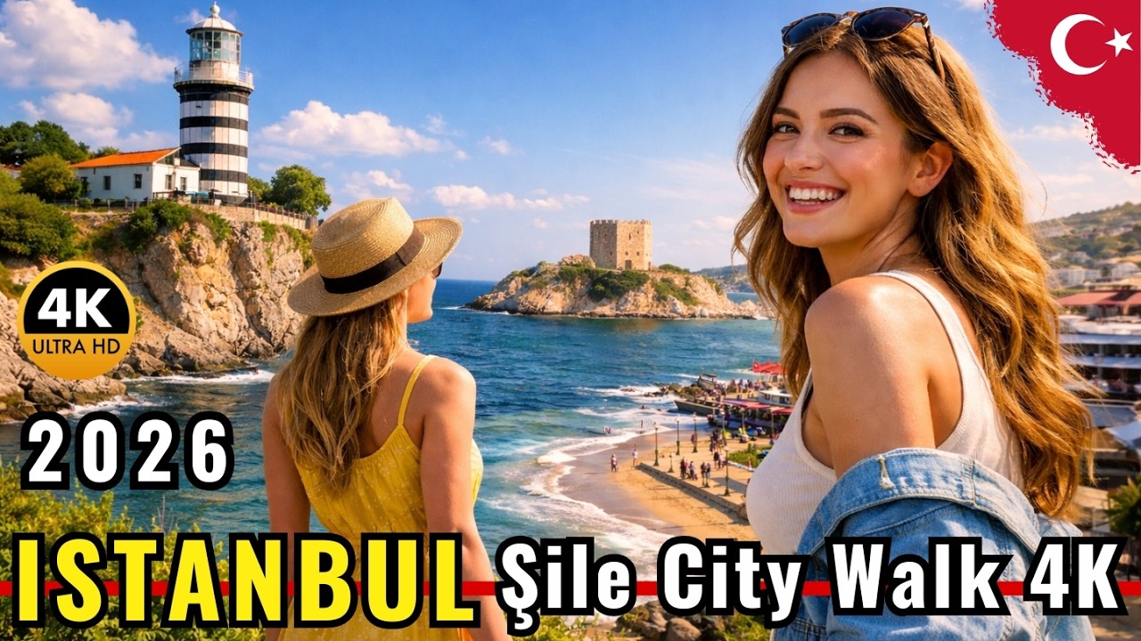 Istanbul Şile City Walk 4K HDR | Lighthouse to Seaside & Uskudar Street Tour