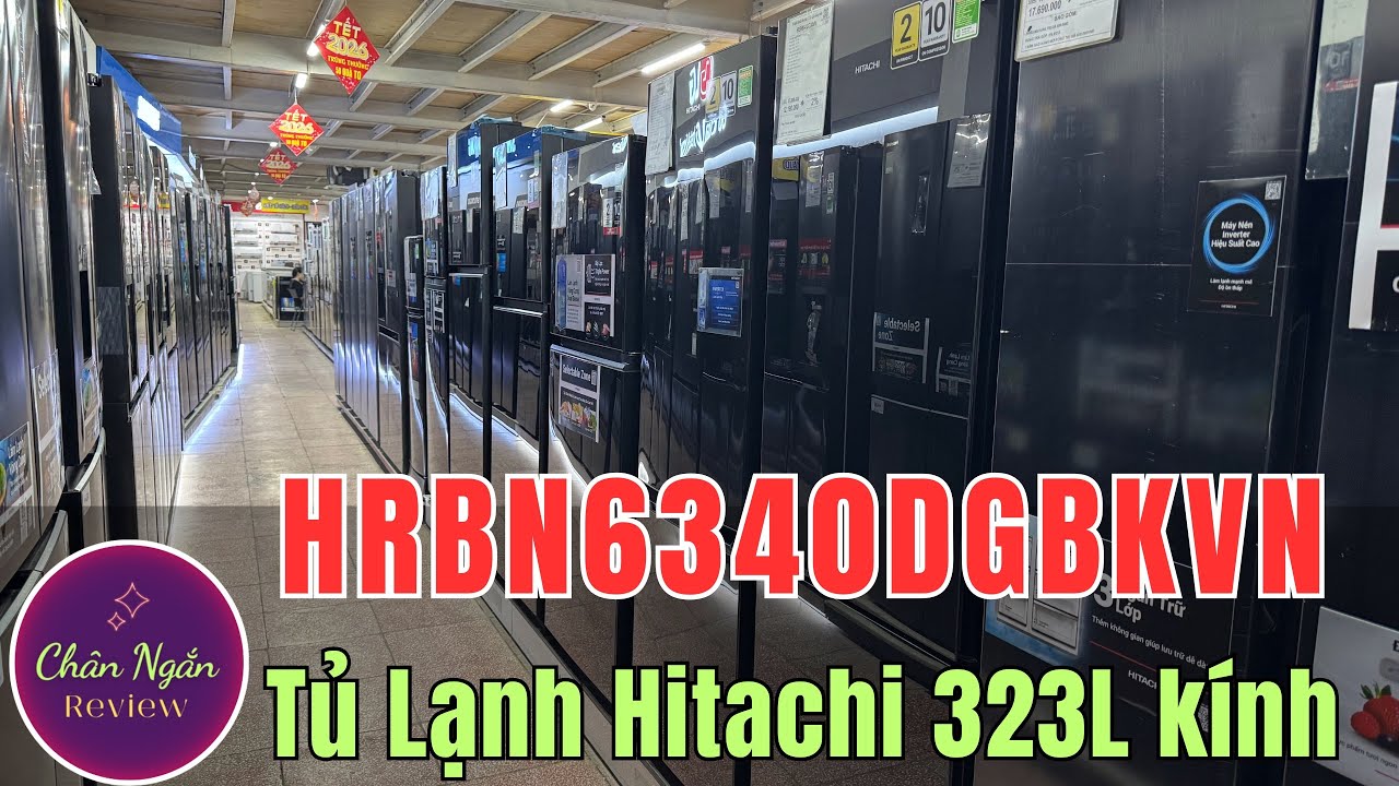 Tủ Lạnh Hitachi 323 Lít Mặt Kính HRBN6340DGBKVN Ngăn Đá Dưới Cao Cấp | Chân Ngắn RV